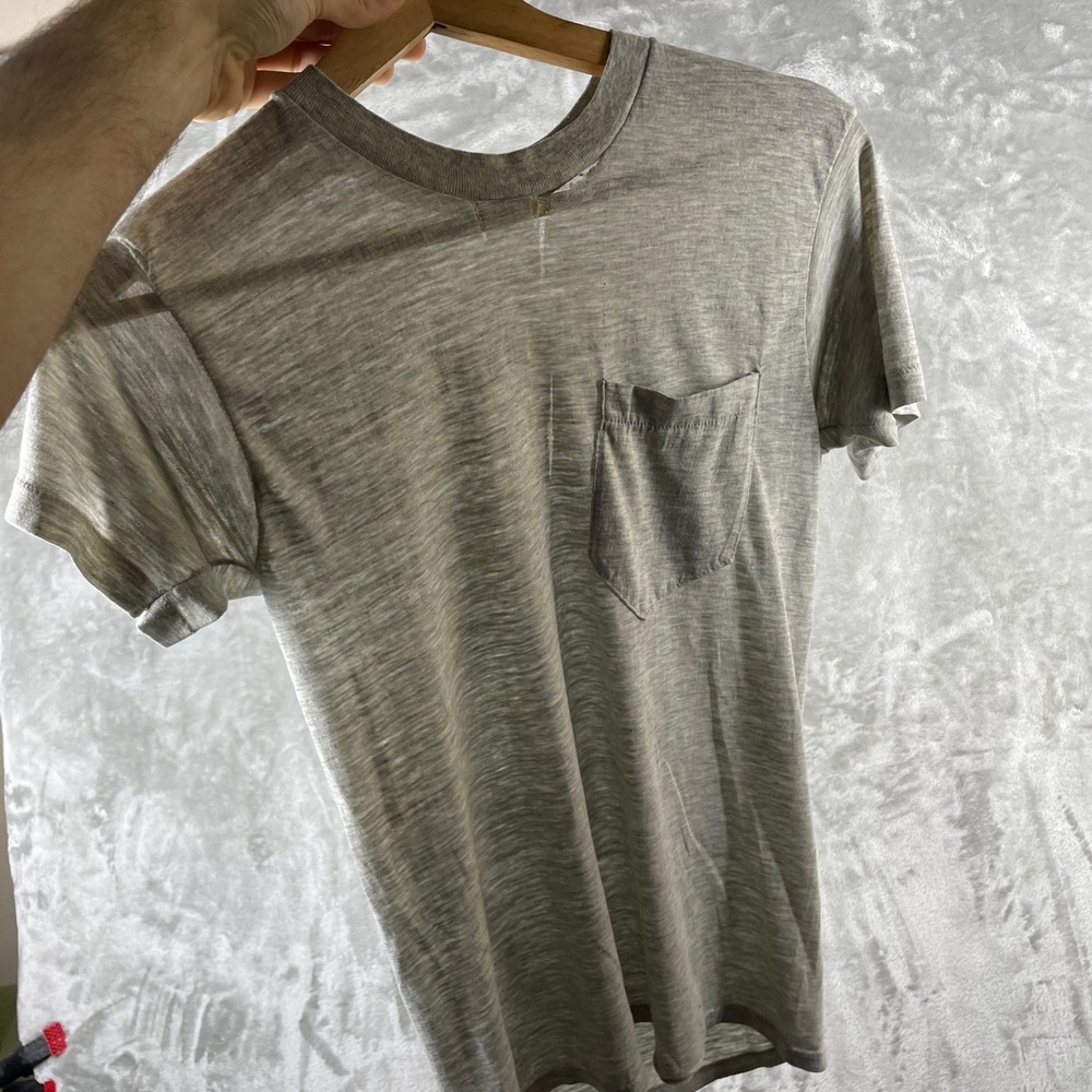 Vintage 70s Paper Thin Pocket T-Shirt Men Small Gray Distressed Single Heather